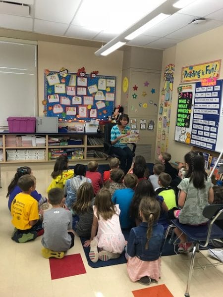 author visiting a classroom